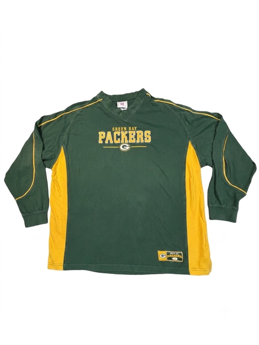 Vintage Green Bay Packers Shirt Mens Large Green V-Neck Long Sleeve NFL USA Made